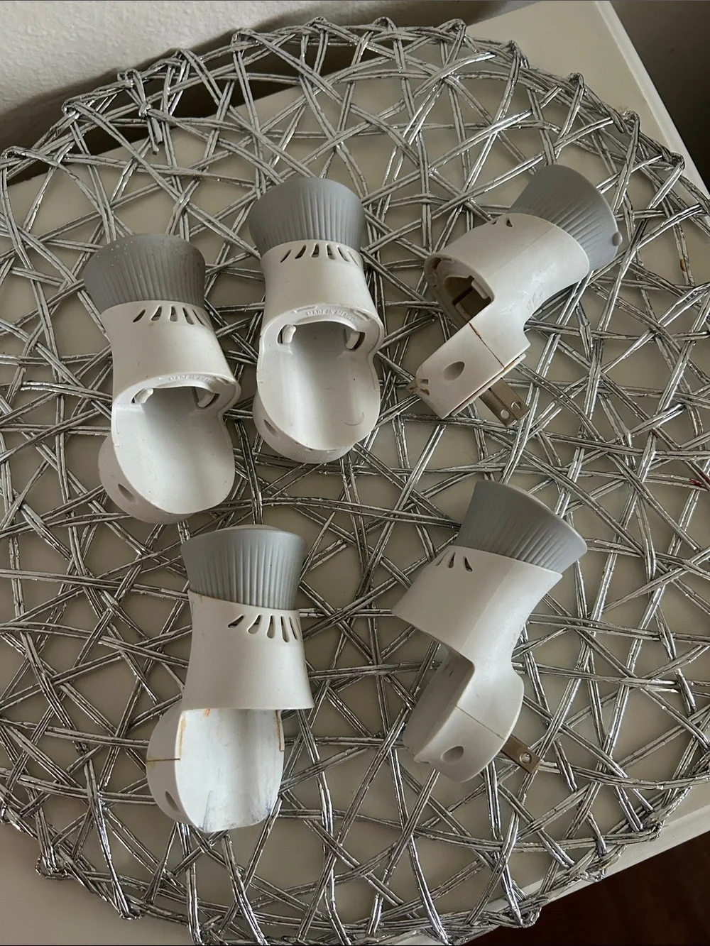 5 White and Gray Wall Fragrance Plugs   - Home Wall Decor